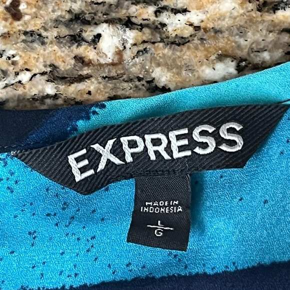 Express Vintage Y2K Striped Tunic Blouse Women’s L Blue Black Batwing Nautical - Picture 8 of 9